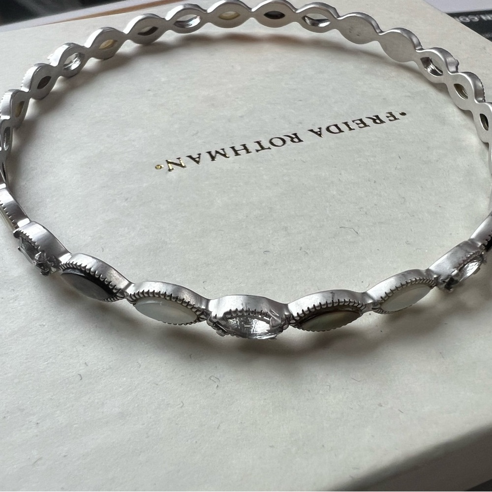 Freida Rothman Bangle Bracelet Mother of Pearl 925 silver